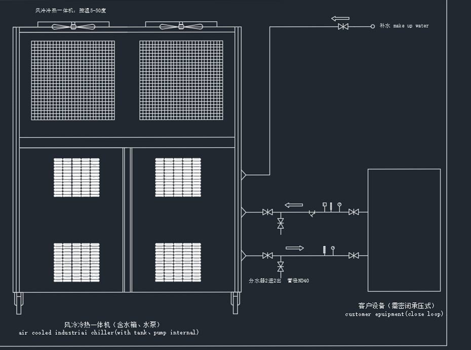 箱式風(fēng)冷冷水機(jī)安裝示意圖